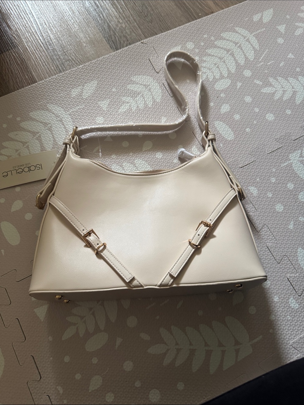 Isabelle Cream Shoulder Bag with Gold Hardware